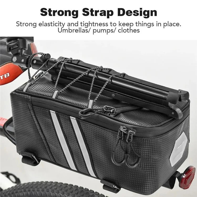 BAG031 8L PU Leather Bike Rack Bag Bicycles Rear Trunk Bag Back Seat Carrier Storage Pouch