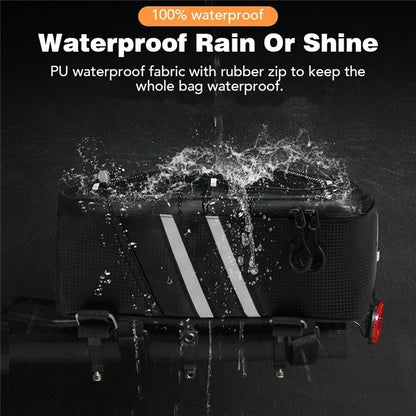 BAG031 8L PU Leather Bike Rack Bag Bicycles Rear Trunk Bag Back Seat Carrier Storage Pouch