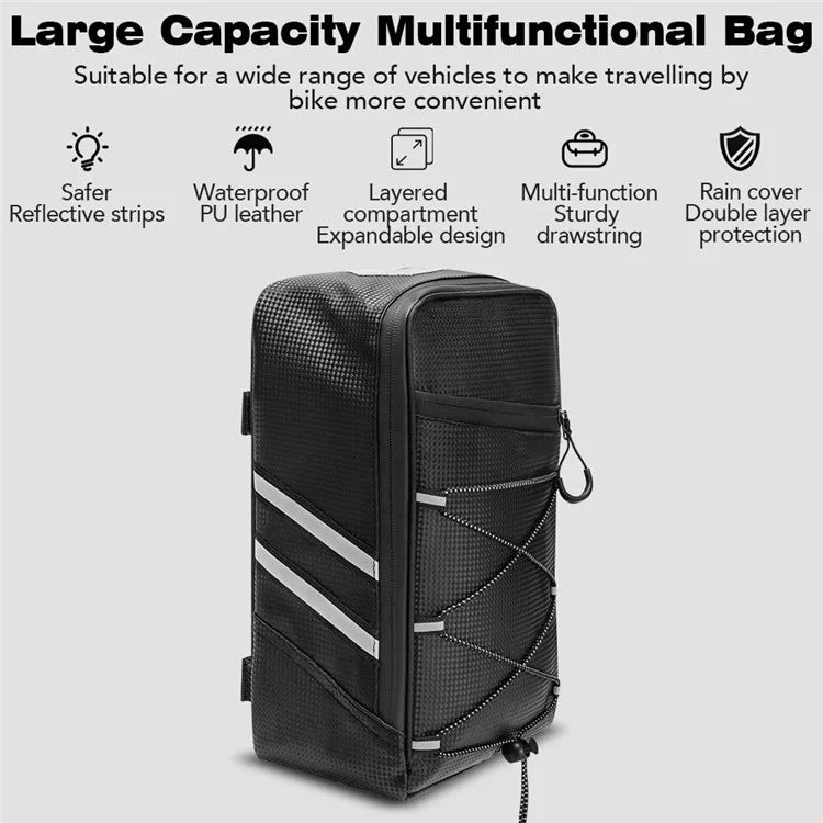 BAG031 8L PU Leather Bike Rack Bag Bicycles Rear Trunk Bag Back Seat Carrier Storage Pouch