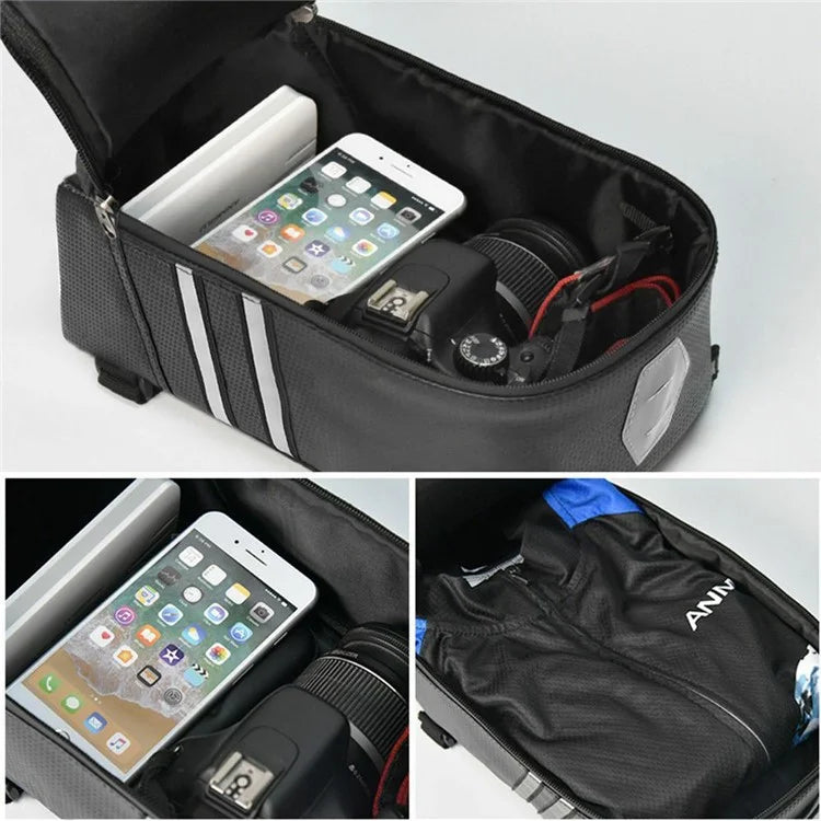 BAG031 8L PU Leather Bike Rack Bag Bicycles Rear Trunk Bag Back Seat Carrier Storage Pouch