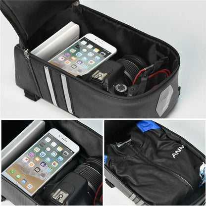 BAG031 8L PU Leather Bike Rack Bag Bicycles Rear Trunk Bag Back Seat Carrier Storage Pouch