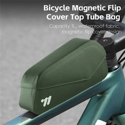 WEST BIKING YP0707385 Bicycle Top Tube Bag Magnetic Flip Cover Design Bike Front Beam Storage Bag