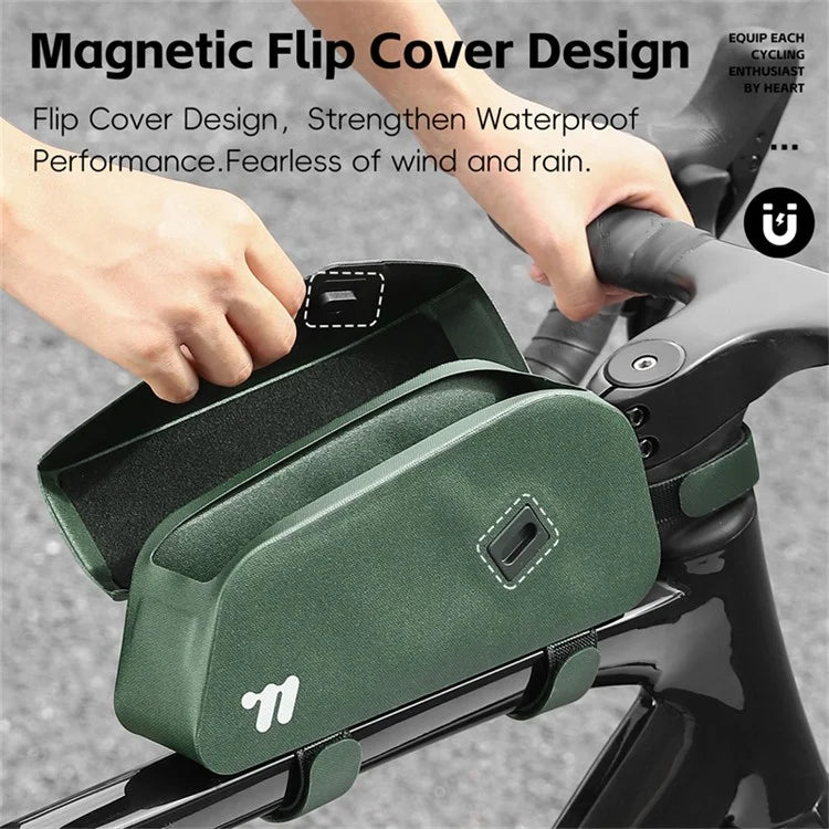 WEST BIKING YP0707385 Bicycle Top Tube Bag Magnetic Flip Cover Design Bike Front Beam Storage Bag