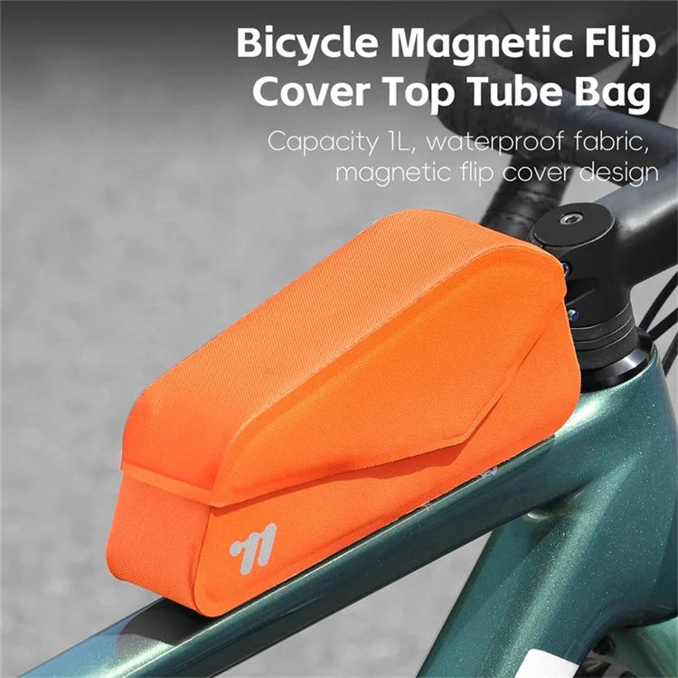 WEST BIKING YP0707385 Bicycle Top Tube Bag Magnetic Flip Cover Design Bike Front Beam Storage Bag