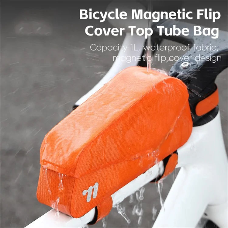 WEST BIKING YP0707385 Bicycle Top Tube Bag Magnetic Flip Cover Design Bike Front Beam Storage Bag