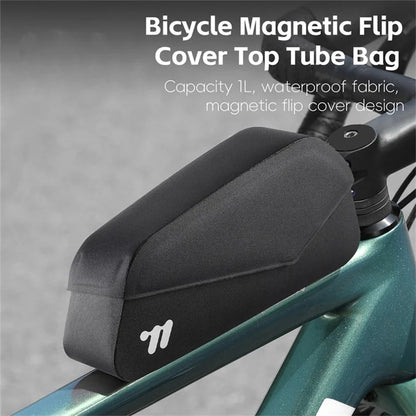 WEST BIKING YP0707385 Bicycle Top Tube Bag Magnetic Flip Cover Design Bike Front Beam Storage Bag