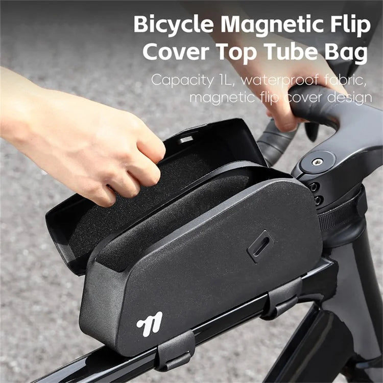 WEST BIKING YP0707385 Bicycle Top Tube Bag Magnetic Flip Cover Design Bike Front Beam Storage Bag