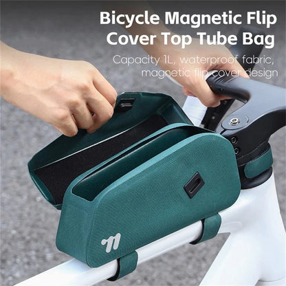 WEST BIKING YP0707385 Bicycle Top Tube Bag Magnetic Flip Cover Design Bike Front Beam Storage Bag