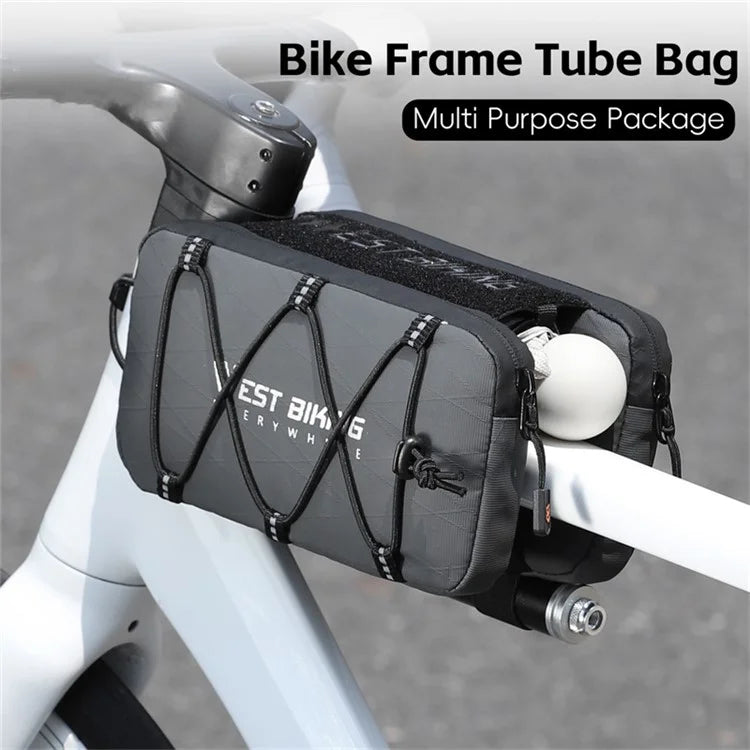 WEST BIKING YP0707386 Bicycle Top Tube Bag Suspended Installation Bike Front Beam Storage Bag