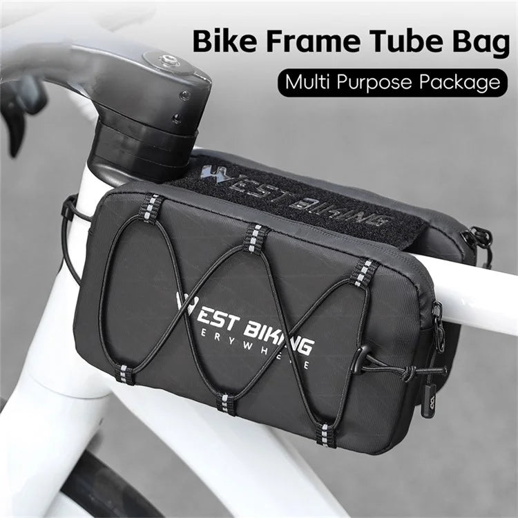 WEST BIKING YP0707386 Bicycle Top Tube Bag Suspended Installation Bike Front Beam Storage Bag