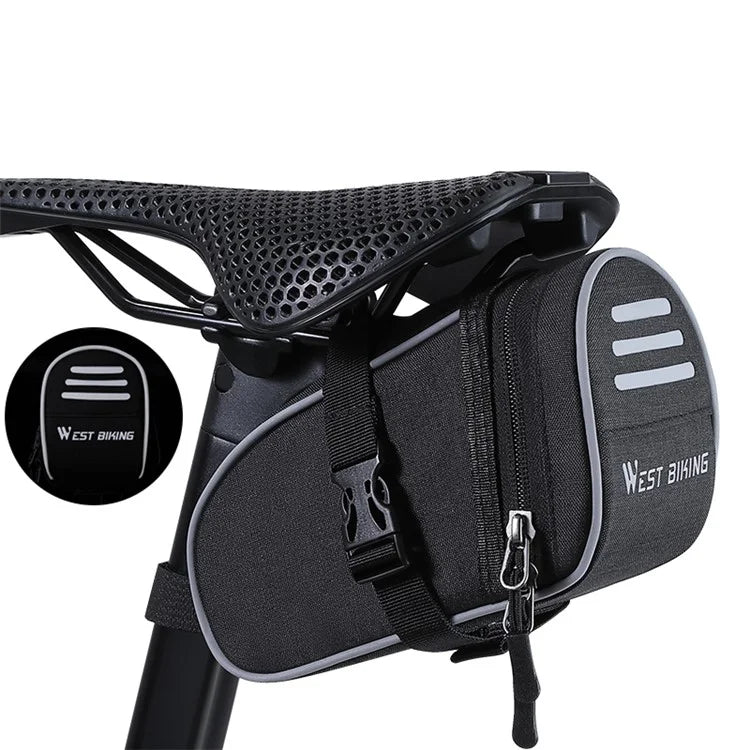 WEST BIKING YP0707388 1L Bike Saddle Bag Oxford Canvas Reflective Bicycle Tools Storage Bag