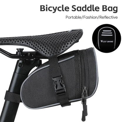 WEST BIKING YP0707388 1L Bike Saddle Bag Oxford Canvas Reflective Bicycle Tools Storage Bag