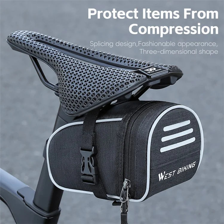 WEST BIKING YP0707388 1L Bike Saddle Bag Oxford Canvas Reflective Bicycle Tools Storage Bag