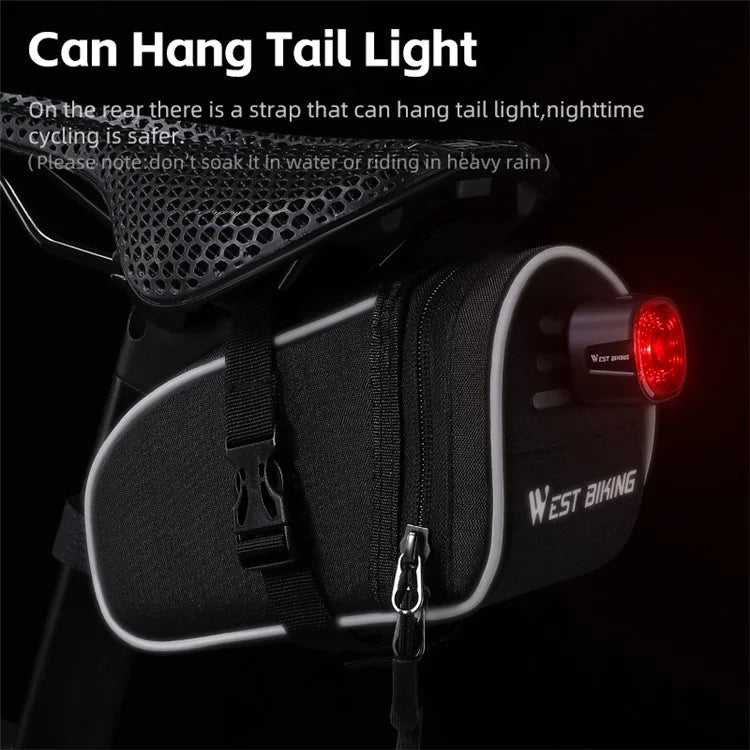 WEST BIKING YP0707388 1L Bike Saddle Bag Oxford Canvas Reflective Bicycle Tools Storage Bag