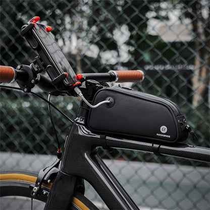 ROCKBROS 063 Polyester+PU Bicycle Phone Case for Mountain Bike Front Beam Tube Zippered Phone Bag