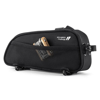 ROCKBROS 063 Polyester+PU Bicycle Phone Case for Mountain Bike Front Beam Tube Zippered Phone Bag