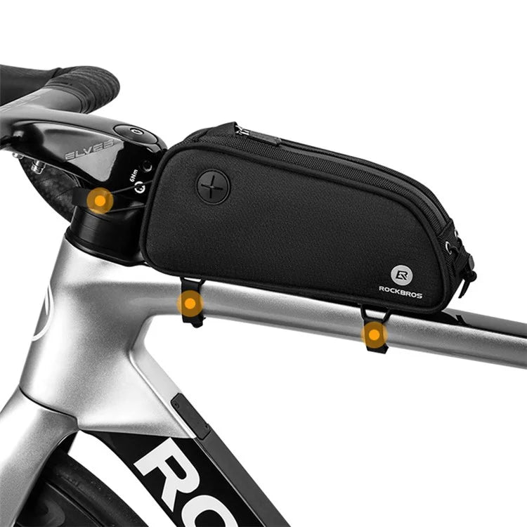 ROCKBROS 063 Polyester+PU Bicycle Phone Case for Mountain Bike Front Beam Tube Zippered Phone Bag
