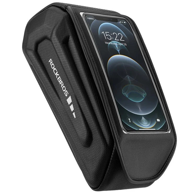 ROCKBROS k001 Polyester+PU Bicycle Hard Shell Phone Bag Front Beam Tube Phone Case for Mountain Bike