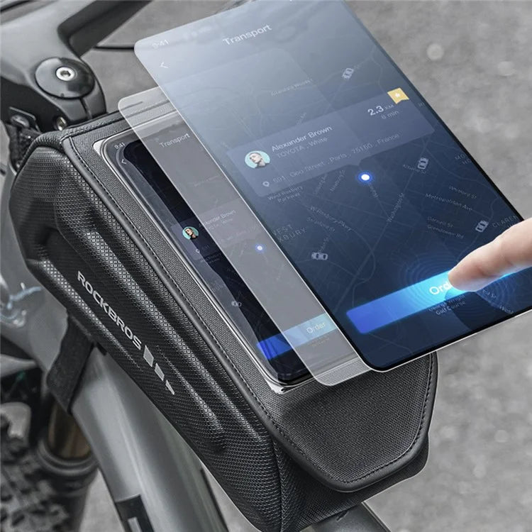 ROCKBROS k001 Polyester+PU Bicycle Hard Shell Phone Bag Front Beam Tube Phone Case for Mountain Bike