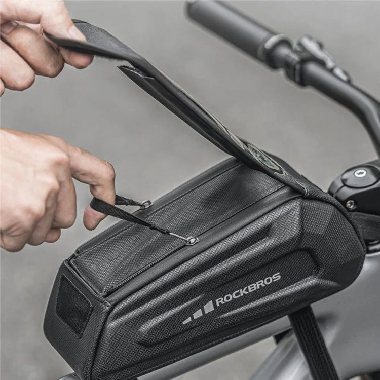 ROCKBROS k001 Polyester+PU Bicycle Hard Shell Phone Bag Front Beam Tube Phone Case for Mountain Bike
