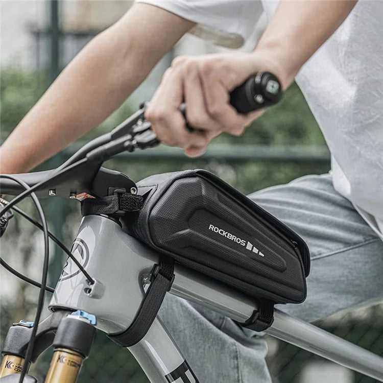 ROCKBROS k001 Polyester+PU Bicycle Hard Shell Phone Bag Front Beam Tube Phone Case for Mountain Bike