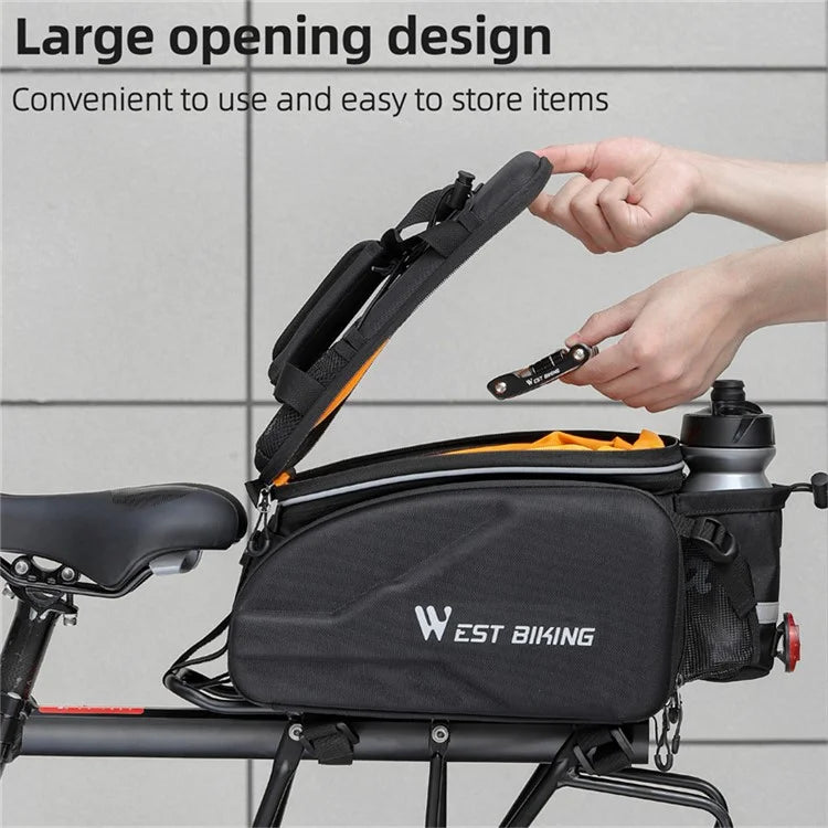 WEST BIKING YP0707354 Polyester+PVC Bicycle Rear Rack Storage Bag Reflective Bike Tail Pack