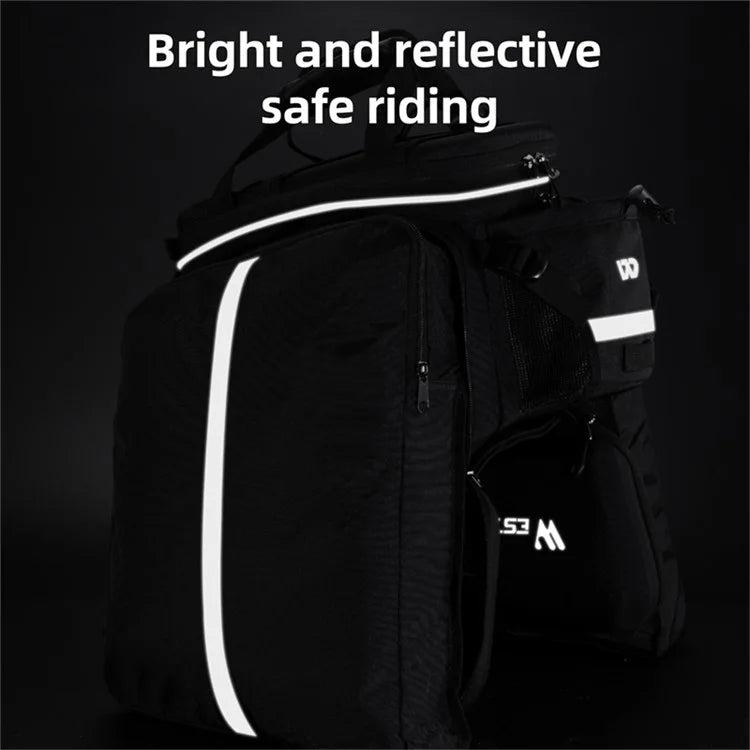 WEST BIKING YP0707354 Polyester+PVC Bicycle Rear Rack Storage Bag Reflective Bike Tail Pack