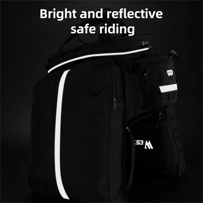 WEST BIKING YP0707354 Polyester+PVC Bicycle Rear Rack Storage Bag Reflective Bike Tail Pack