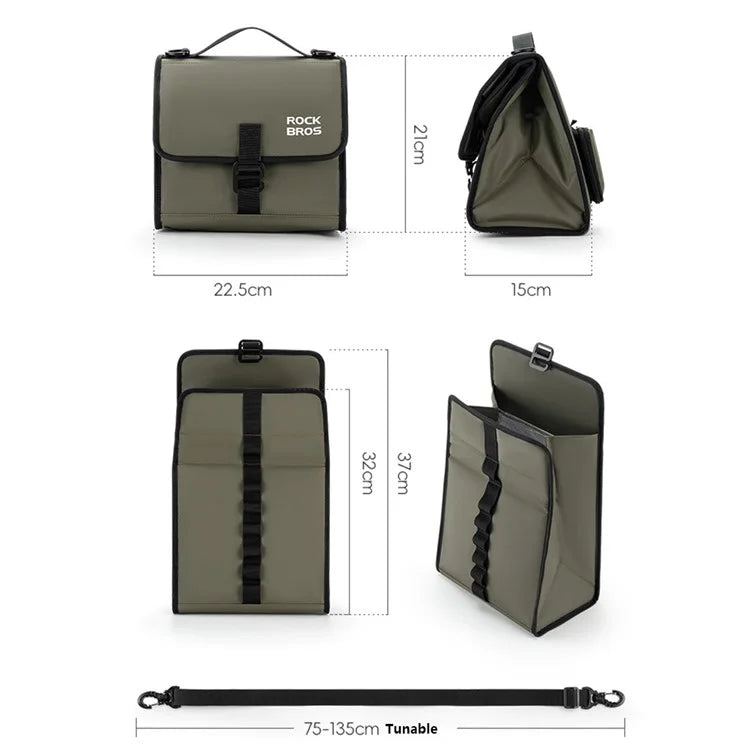 ROCKBROS W010 For Brompton Bicycle Front Bag Aluminum Film Lining Food Storage Bag
