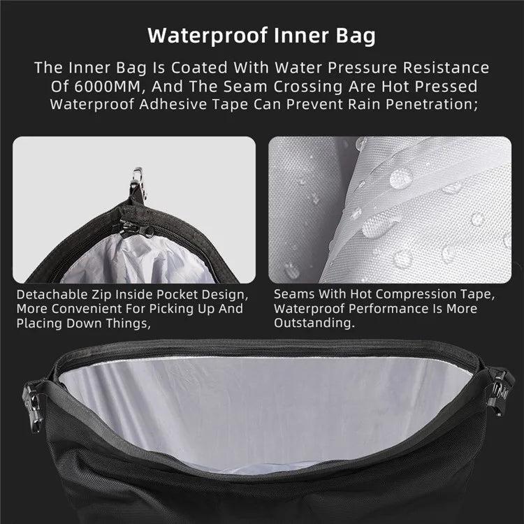 RHINOWALK MTR2050 25L-50L Quick Released Motorcycle Side Bag Waterproof Polyester Motorbike Pack