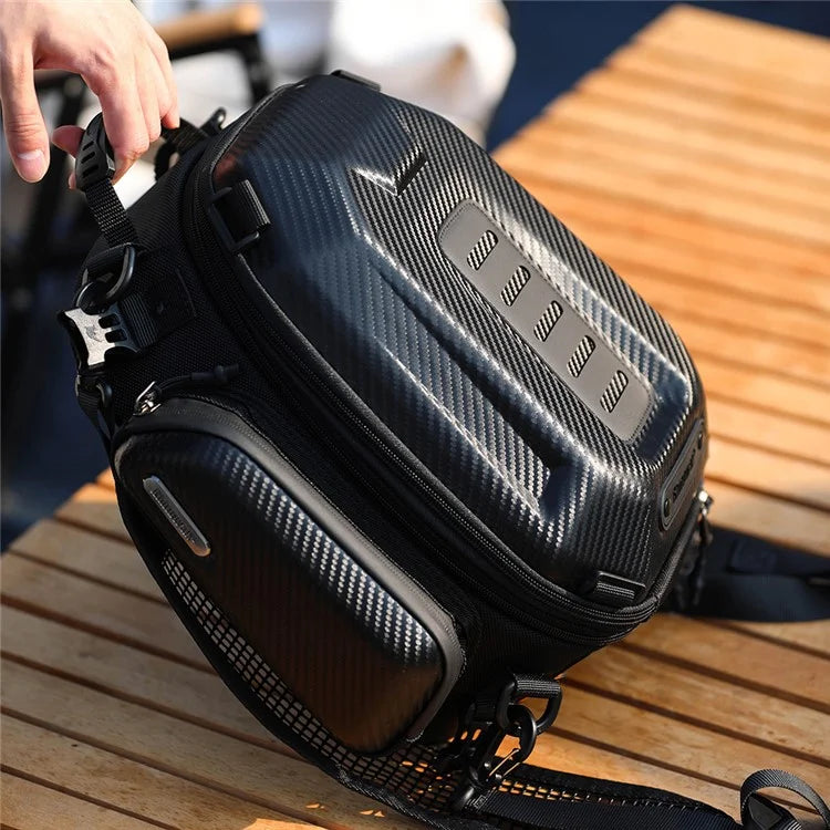 RHINOWALK MTR4001 Expandable Motorcycle Hard Shell Tail Bag Motocross Trunk Tail Bag