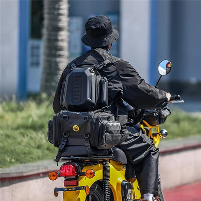 RHINOWALK MTR4001 Expandable Motorcycle Hard Shell Tail Bag Motocross Trunk Tail Bag