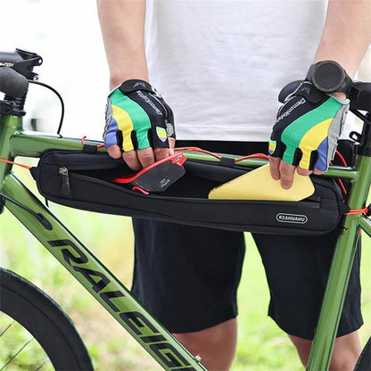 RZAHUAHU 582 Nylon Bike Triangle Tube Bag Front Beam Pouch for Cycling, Size: S