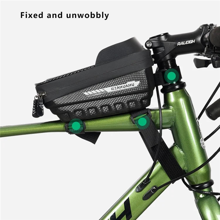 RZAHUAHU YA347-3 PU Bike Frame Bag TPU Touch Screen Cell Phone Holder Bicycle Top Tube Pouch