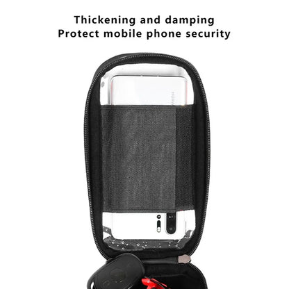 RZAHUAHU YA347-3 PU Bike Frame Bag TPU Touch Screen Cell Phone Holder Bicycle Top Tube Pouch