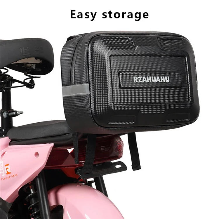 RZAHUAHU 9L Electric Bicycle PVC Leather Rear Bag Hard Shell Storage Bag, Size L