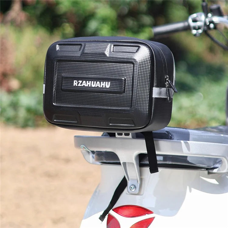 RZAHUAHU 9L Electric Bicycle PVC Leather Rear Bag Hard Shell Storage Bag, Size L