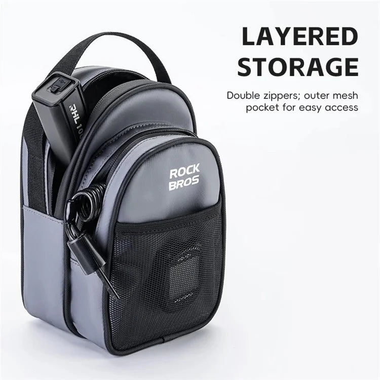 ROCKBROS W014 For Brompton Folding Bicycle Front Bag PVC Coated Mesh Fabric Storage Bag