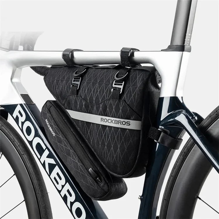 ROCKBROS 070 2-in-1 Bicycle Front Handlebar Bag Polyester Top Tub Triangle Bag