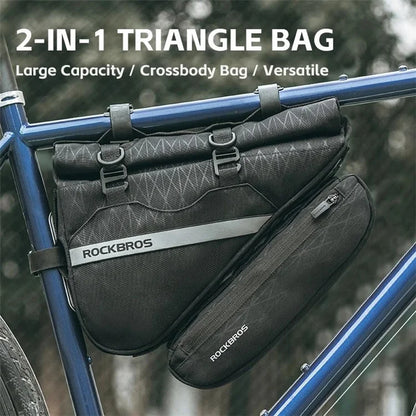 ROCKBROS 070 2-in-1 Bicycle Front Handlebar Bag Polyester Top Tub Triangle Bag