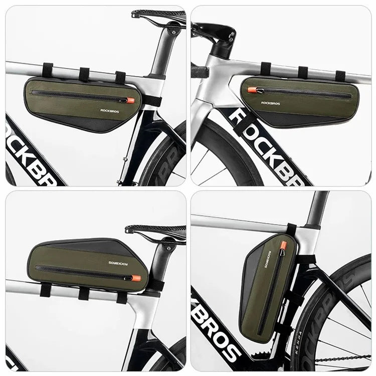 ROCKBROS 066 1.7L Cycling Reflective Polyester+PU Triangle Bicycle Top Tube Bag
