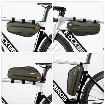 ROCKBROS 066 1.7L Cycling Reflective Polyester+PU Triangle Bicycle Top Tube Bag