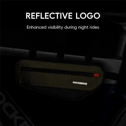 ROCKBROS 066 1.7L Cycling Reflective Polyester+PU Triangle Bicycle Top Tube Bag