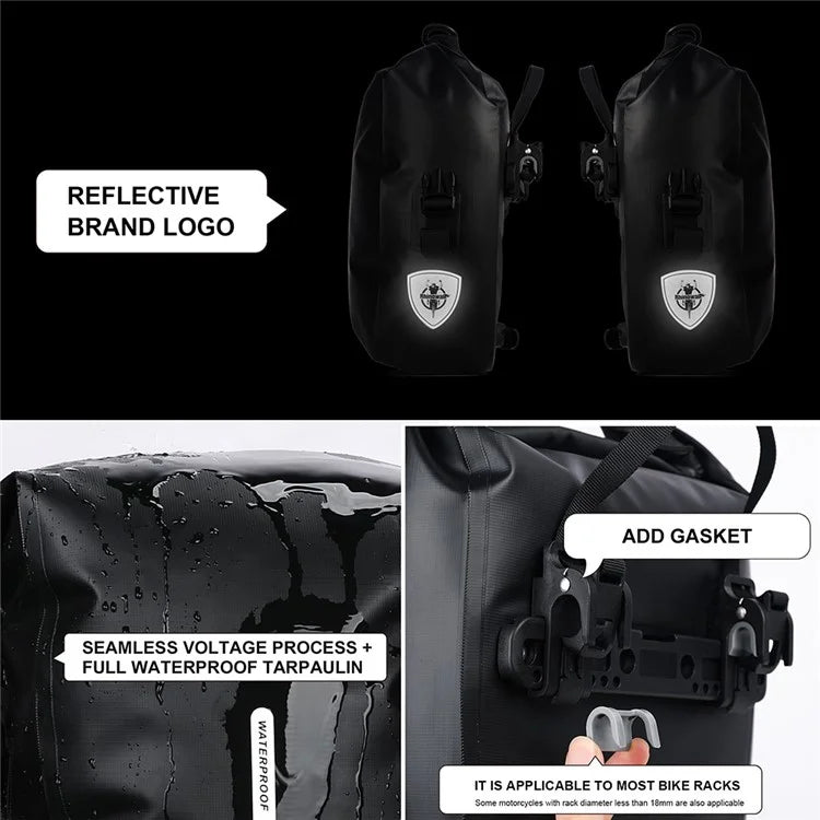RHINOWALK RK6202 7L Bike Bag PVC+Mesh Cloth Bicycle Rear Seat Bag Saddle Bag