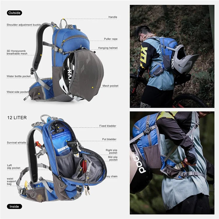 RHINOWALK RK8202 12L Hiking Backpack Breathable Travel Bag Camping Climbing Daypack