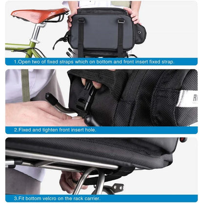 RHINOWALK X20667 12L Bike Rear Seat Bag Waterproof Pannier Bag with Rain Cover