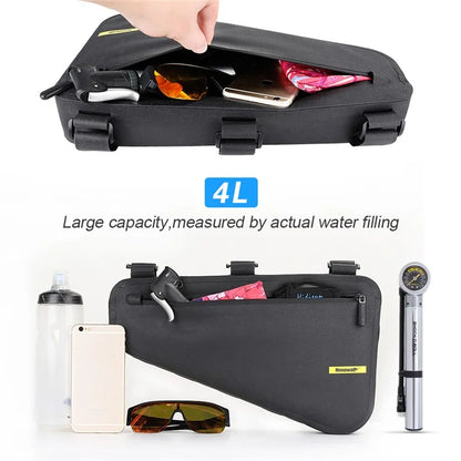 RHINOWALK X20654 Bike Triangle Tube Bag MTB Frame Bag TPU+Polyester Cycling Pouch