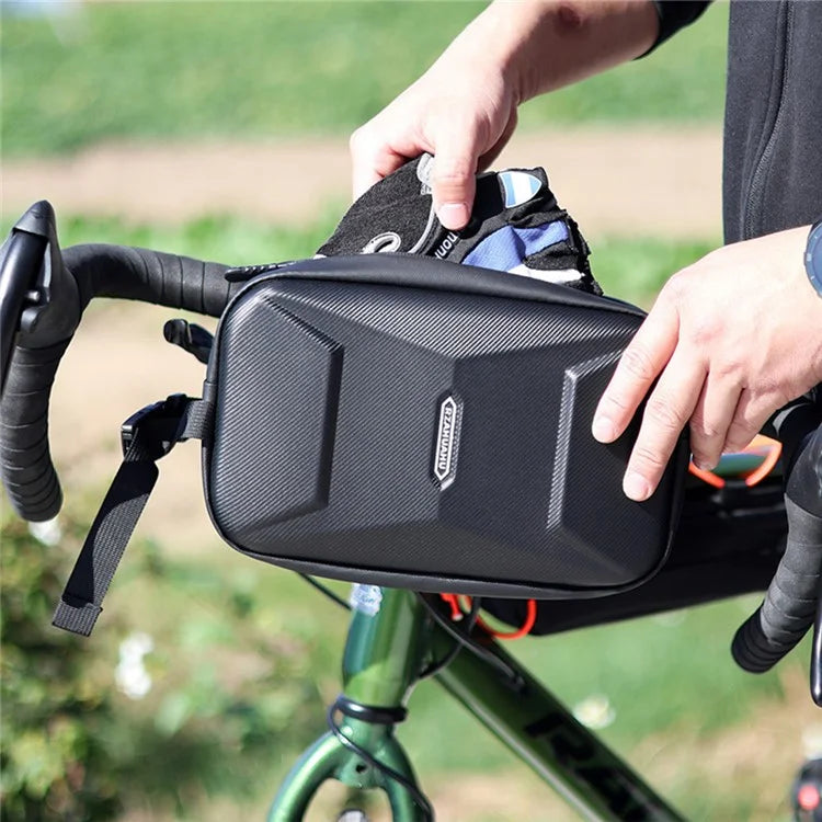 RZAHUAHU 591 3L Hard Shell Bicycle Handlebar Bag Waterproof PU Bike Front Bag