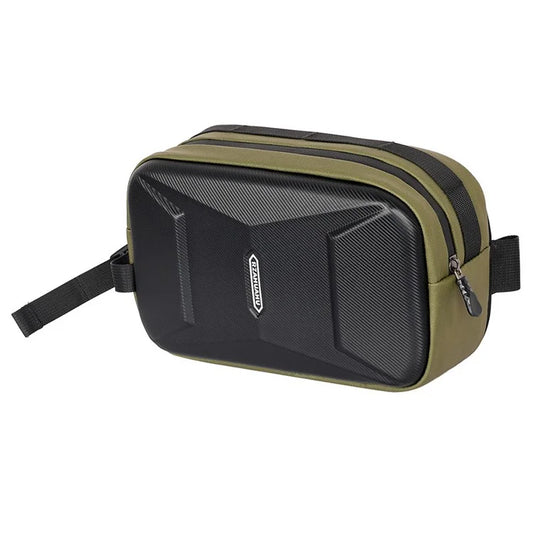 RZAHUAHU 591 3L Hard Shell Bicycle Handlebar Bag Waterproof PU Bike Front Bag+Green