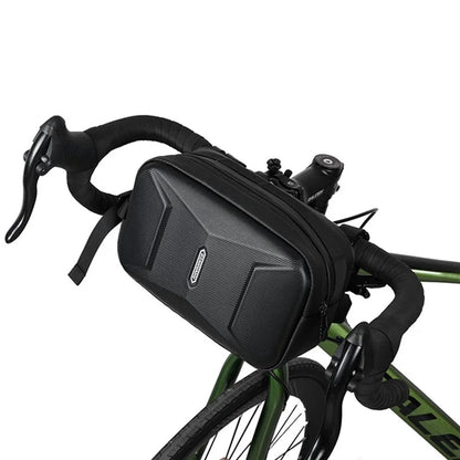 RZAHUAHU 591 3L Hard Shell Bicycle Handlebar Bag Waterproof PU Bike Front Bag+Green